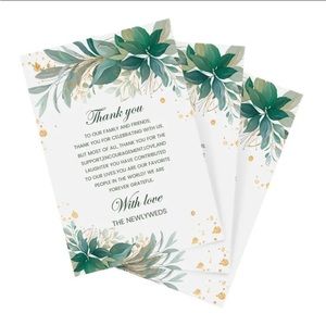 50pcs 3.94*5.91inch Flower Newlyweds Thank You Cards